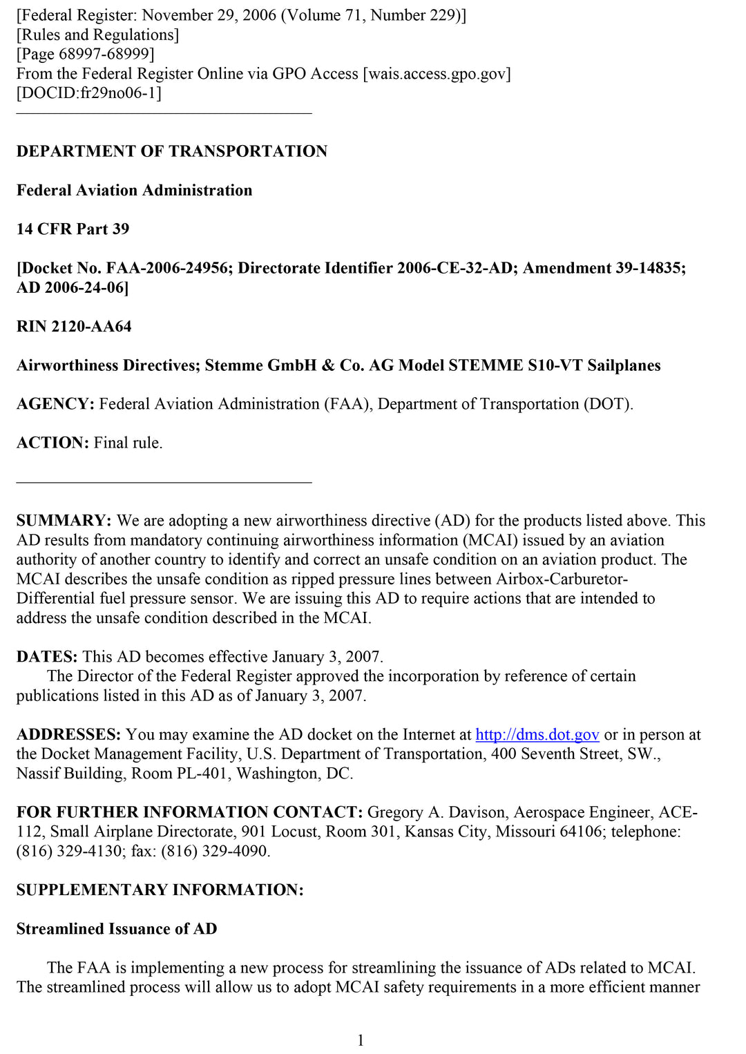 S10 FAA AD Ripped Pressure Lines