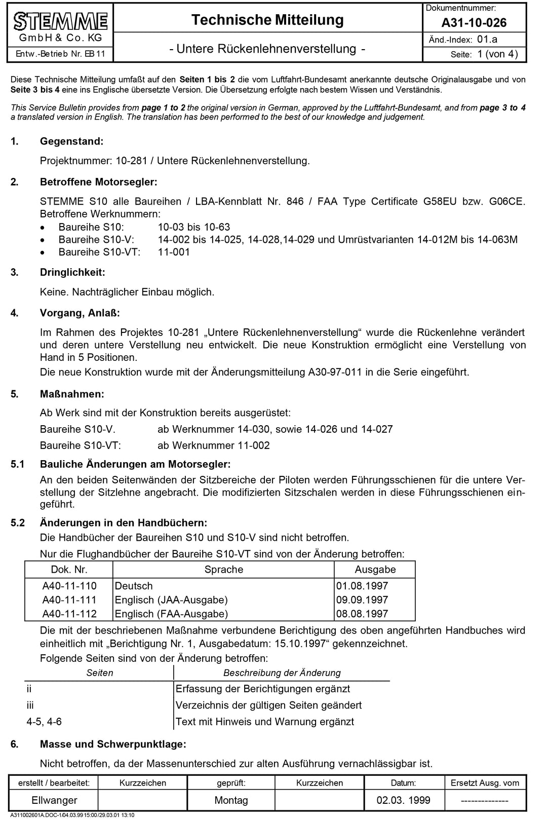 S10 Service Bulletin Lower Seat Back