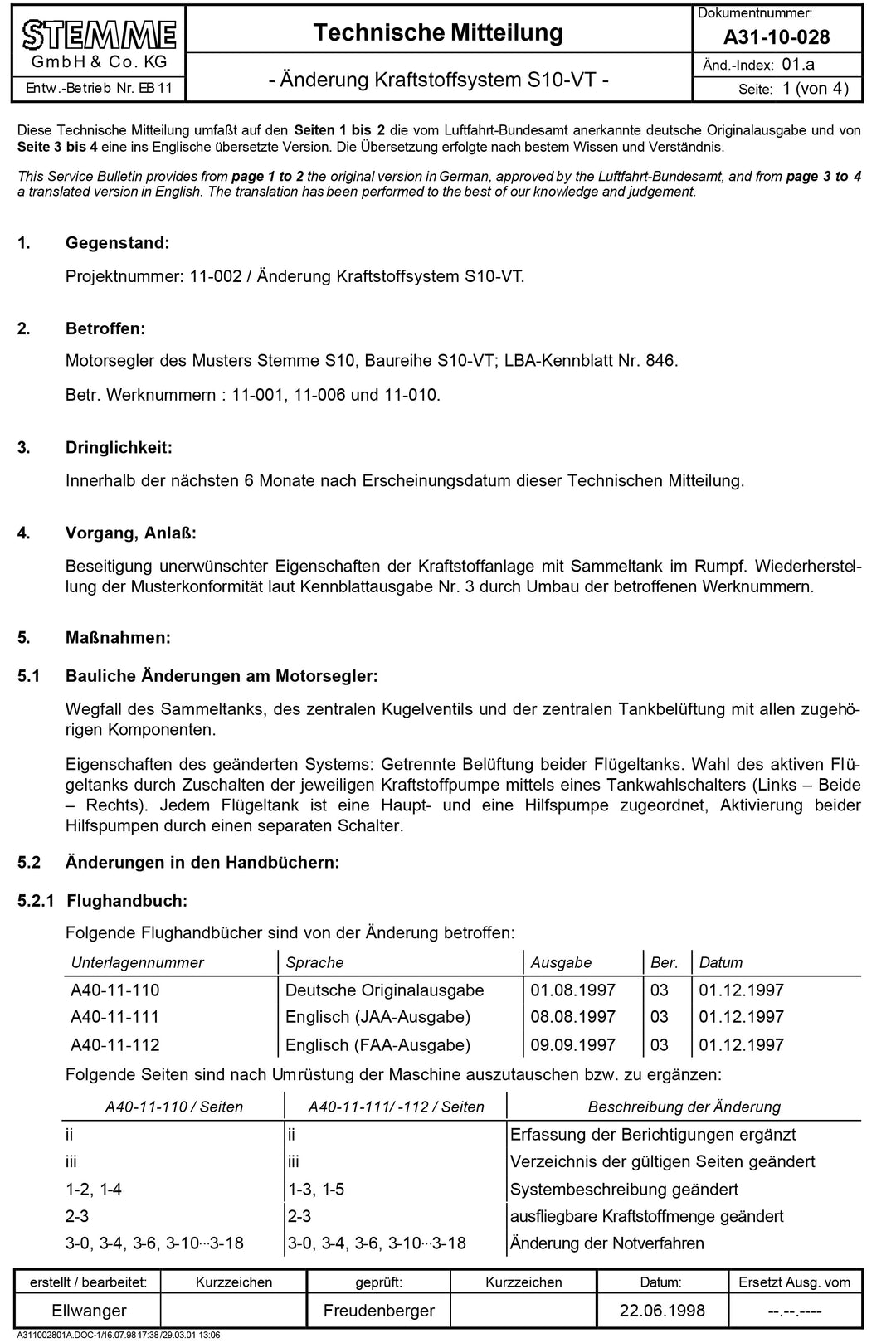S10 Service Bulletin Redesign Fuel System