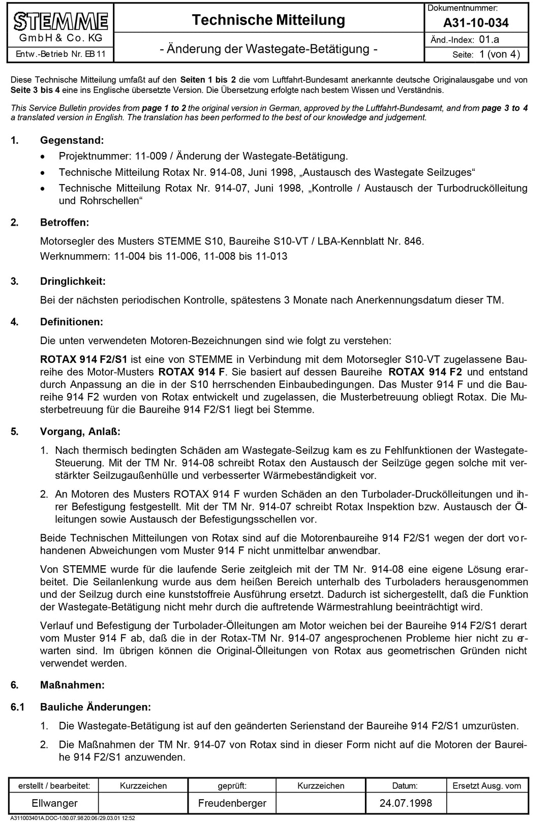 S10 Service Bulletin Redesign Wastegate Control