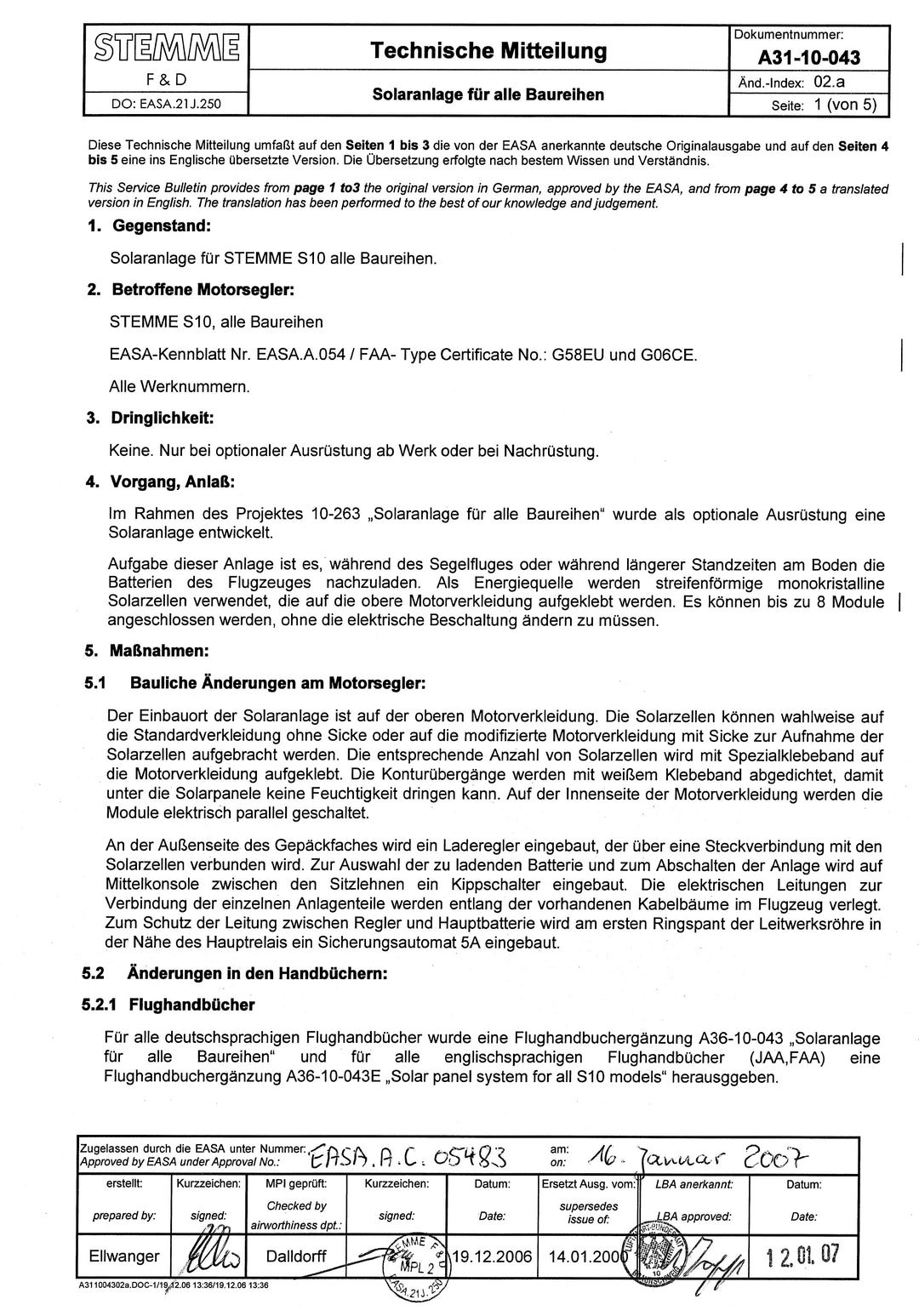 S10 Service Bulletin Solar Panels