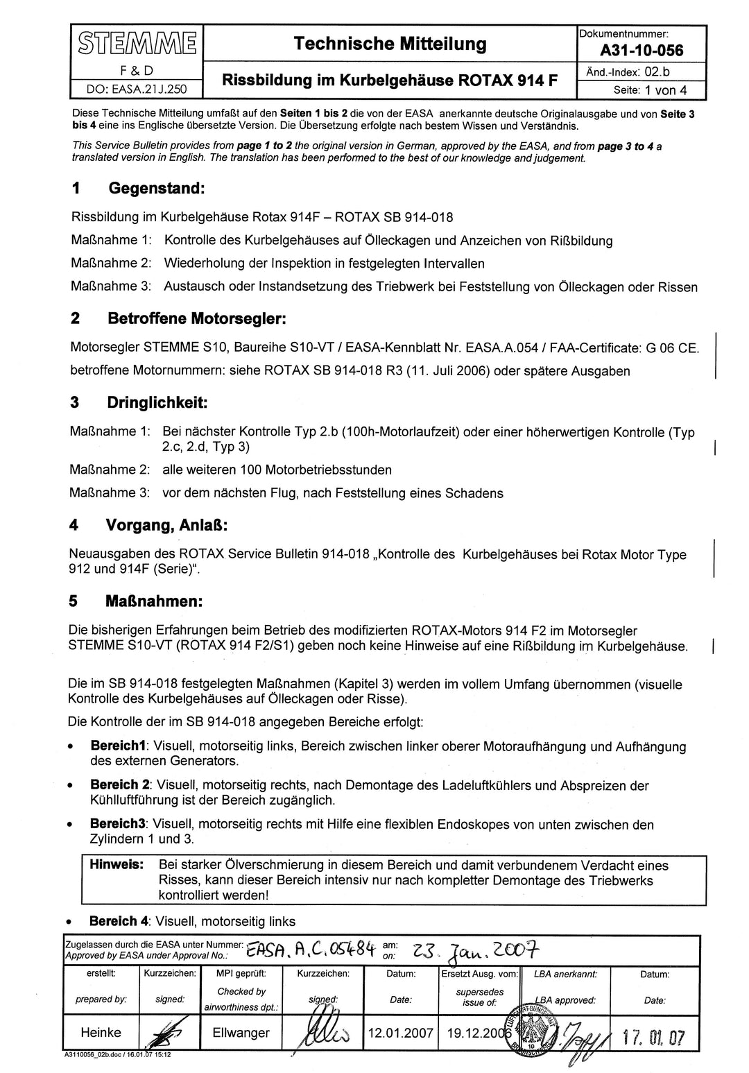 S10 Service Bulletin Crankcase Scratching