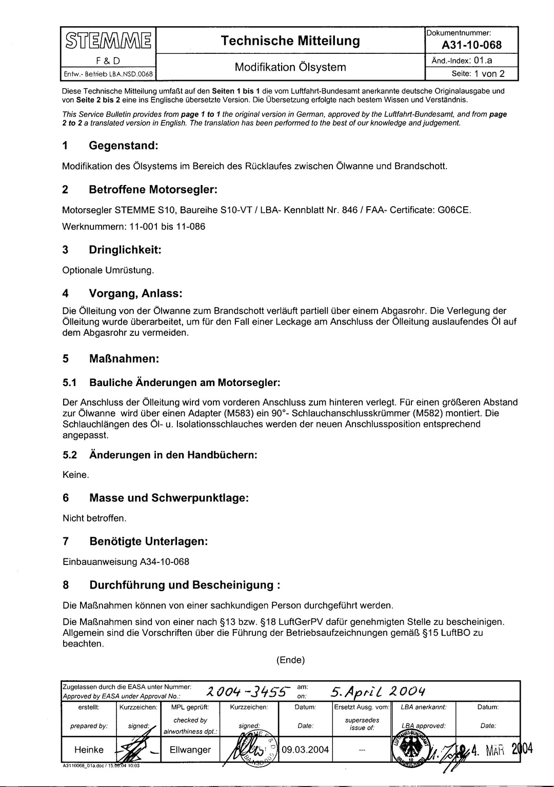S10 Service Bulletin Lubrication System