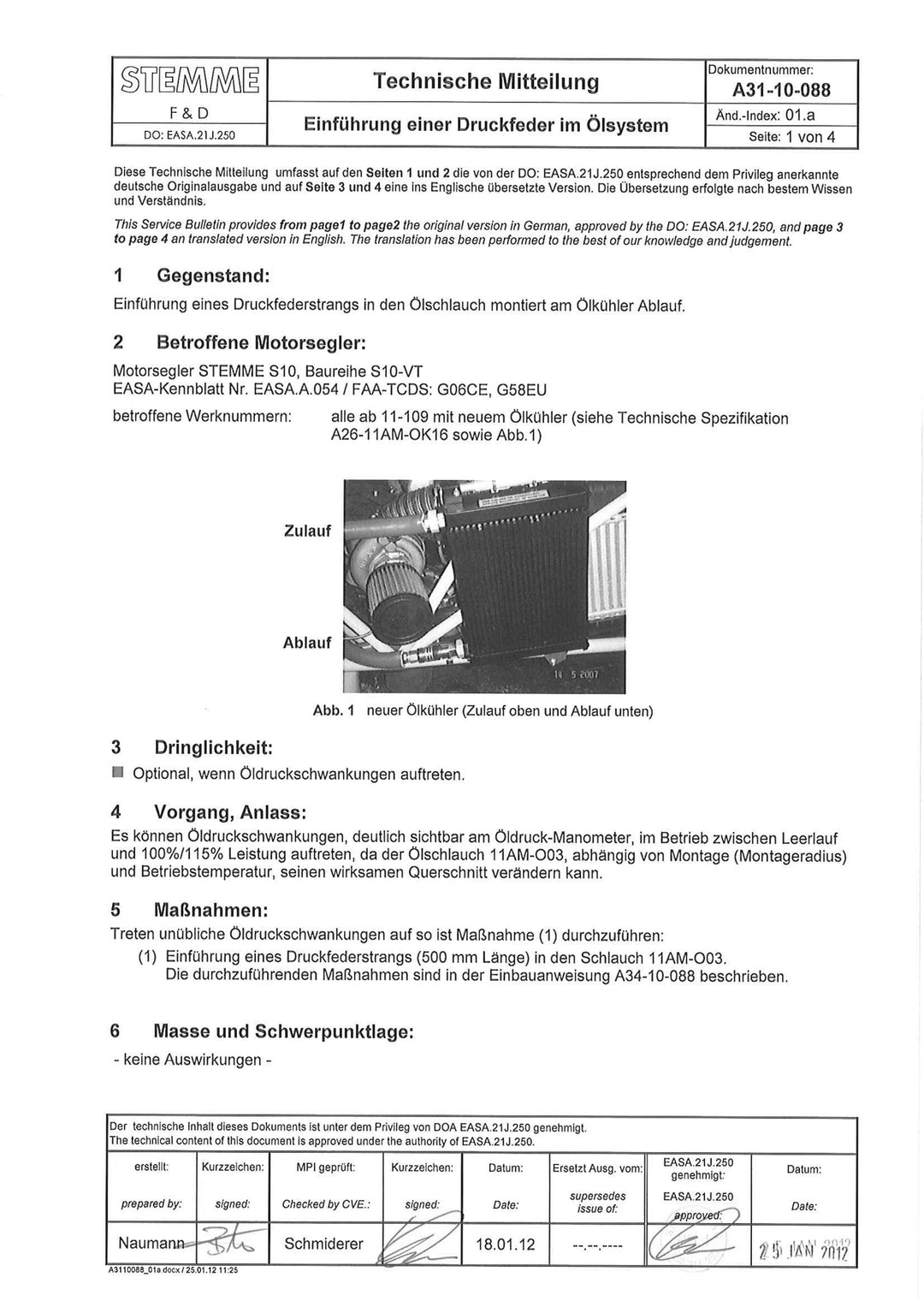 S10 Service Bulletin Oil System Spring