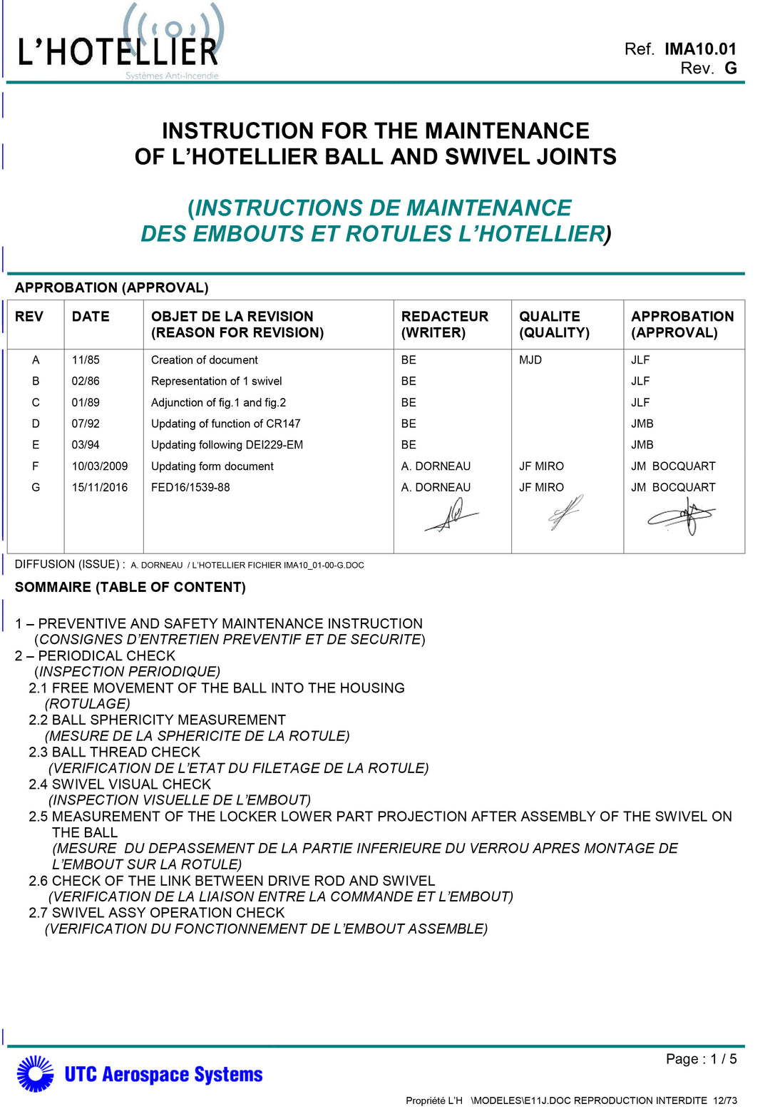 L'Hotellier Connector Maintenance Instructions