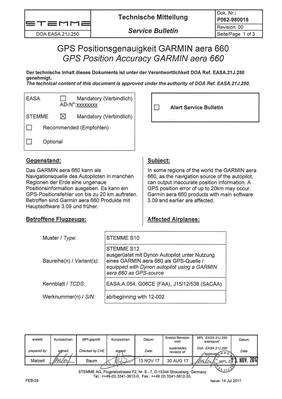 S12 Service Bulletin GPS Accuracy