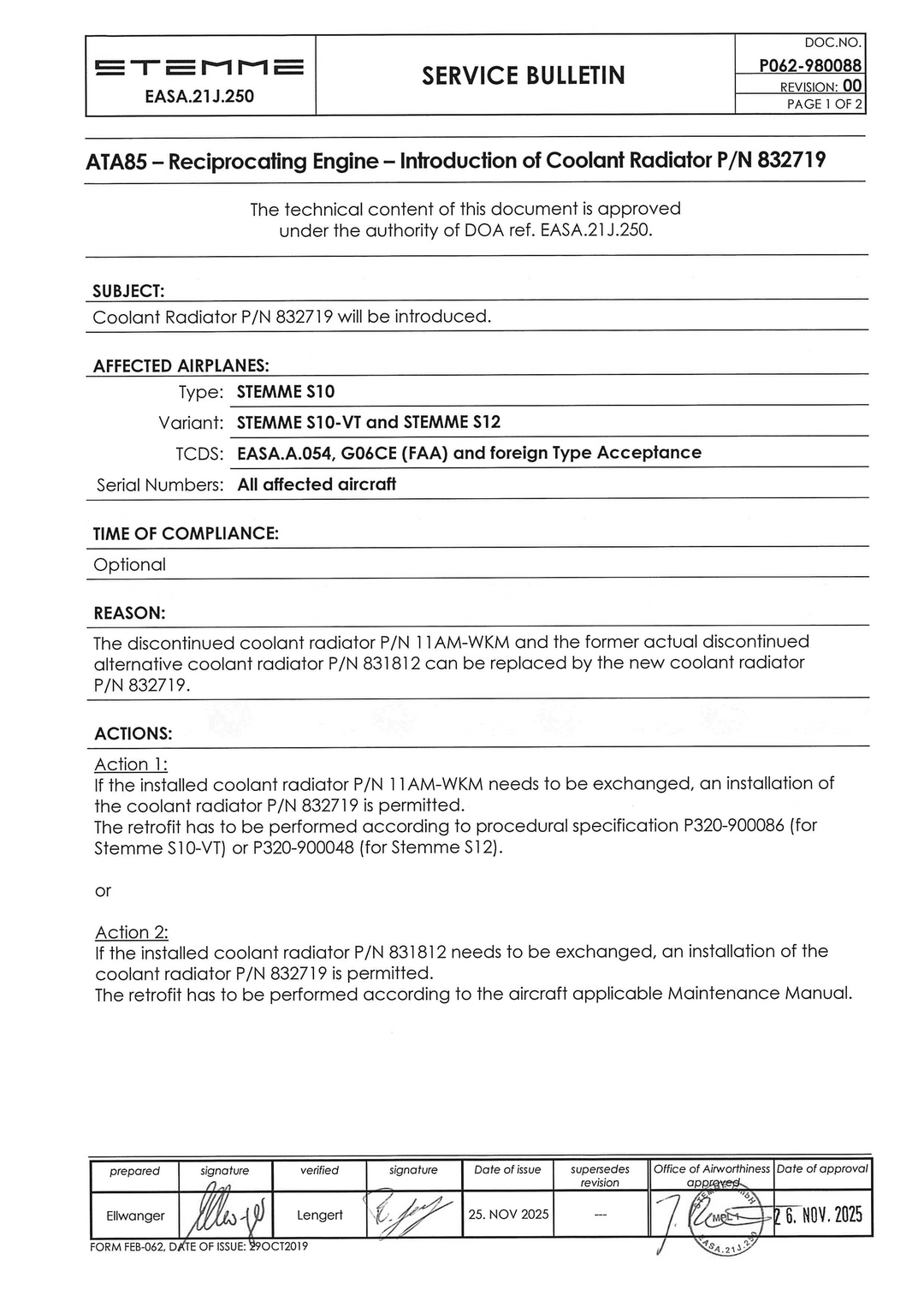 S12 Service Bulletin New Coolant Radiator