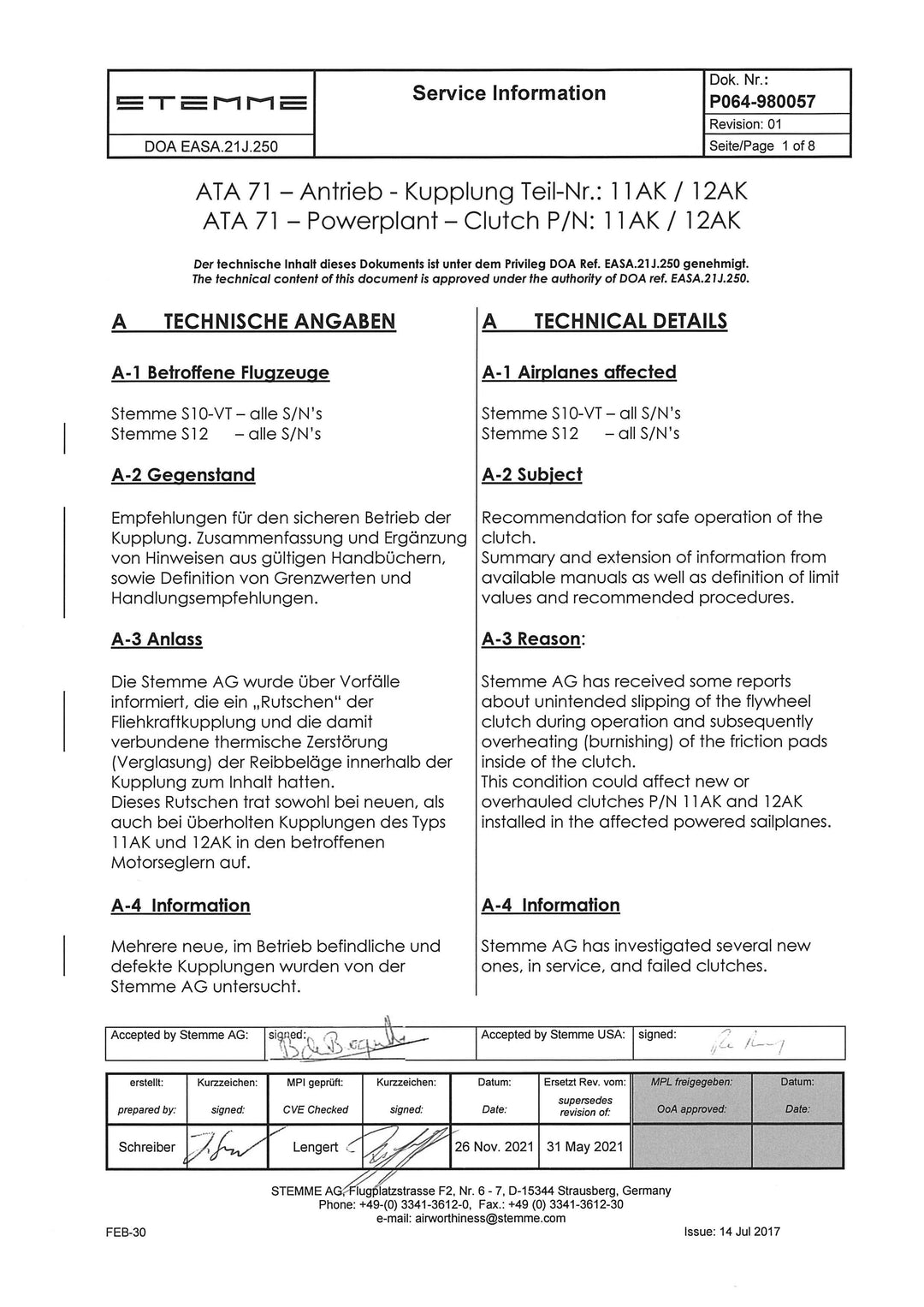 S10-VT, S12 Service Information 11AK Clutch