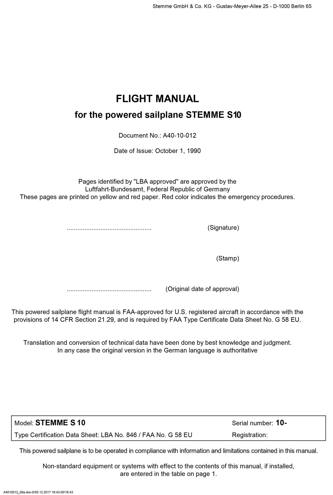 S10 Flight Manual