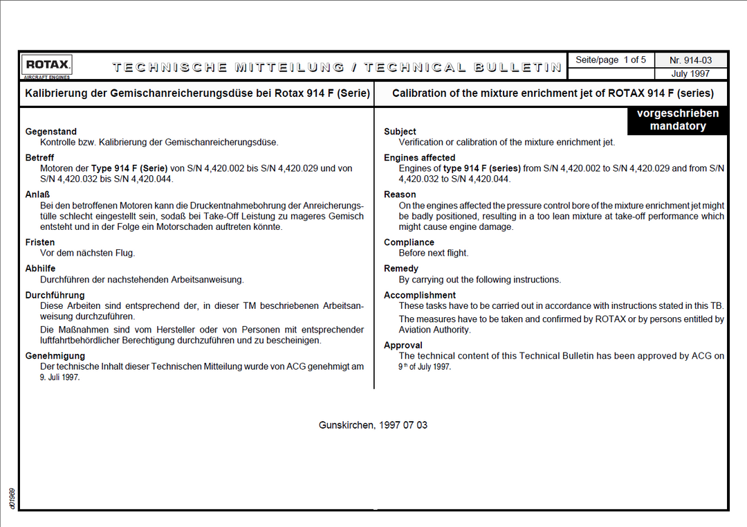 Rotax Service Bulletin Mixture Calibration